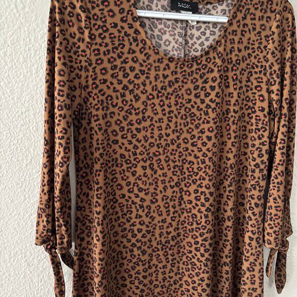 MSK Animal Cheetah Print Comfy Knee Length Dress Women's Size Small - Picture 2 of 8